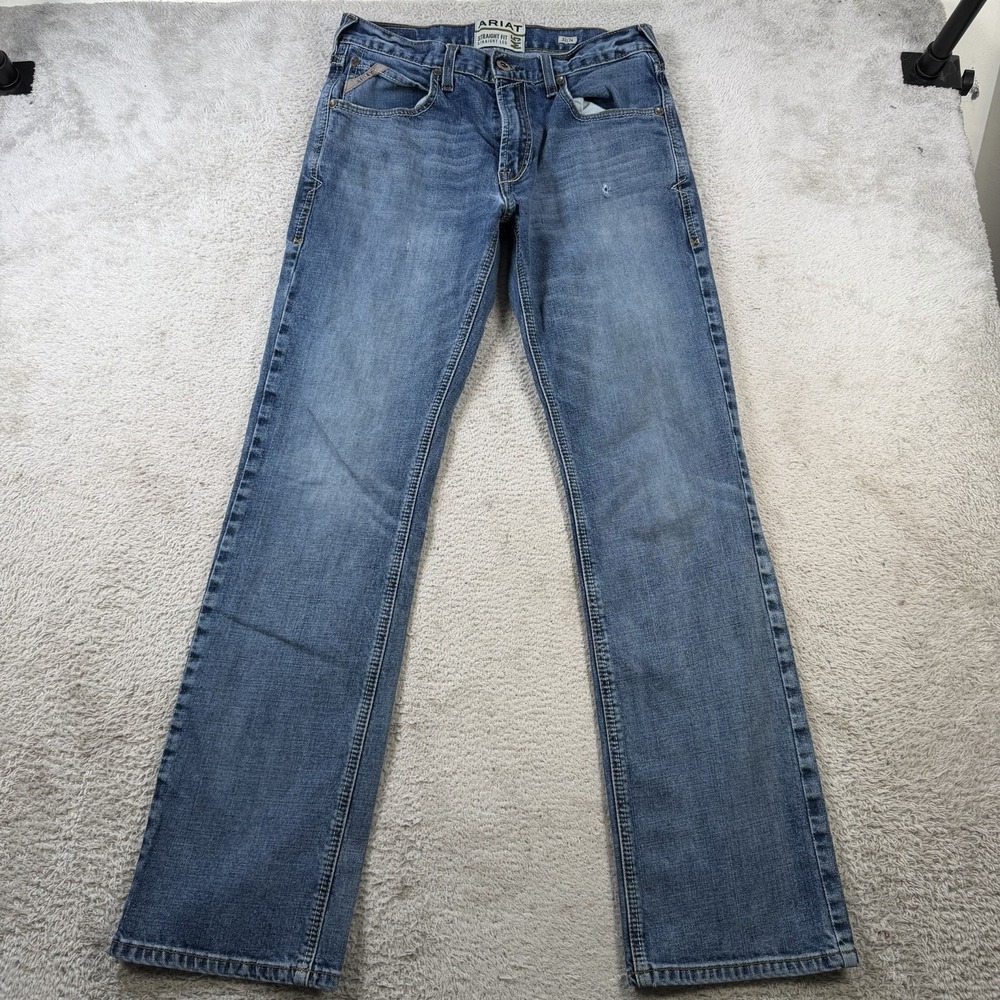 Ariat M5 Jeans Mens 32x34 Blue Denim Straight Fit Leg Cowboy Workwear Rodeo